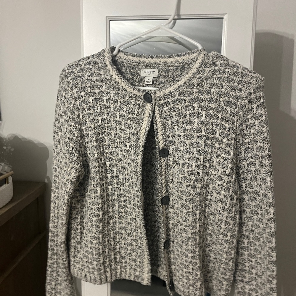 J. Crew Women's Black and Cream Cardigan
